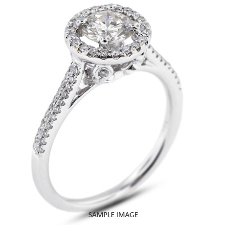 18k White Gold Halo Engagement Ring 1.74 carat total D-SI2 Round Brilliant Diamond