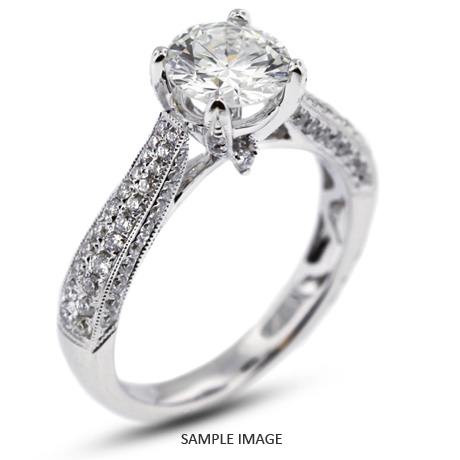 18k White Gold Engagement Ring 1.87 carat total F-SI3 Round Brilliant Diamond
