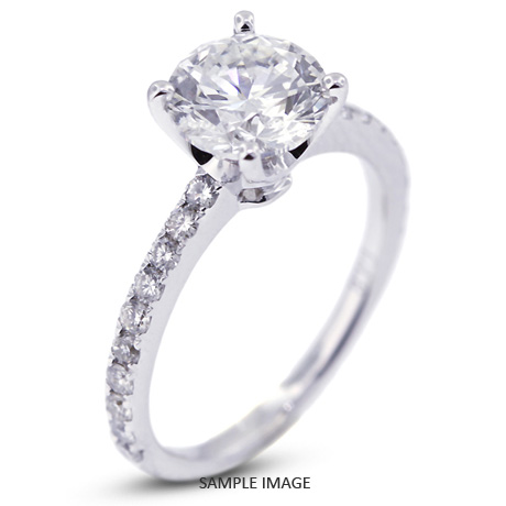 18k White Gold Engagement Ring 4.11 carat total H-SI3 Round Brilliant Diamond