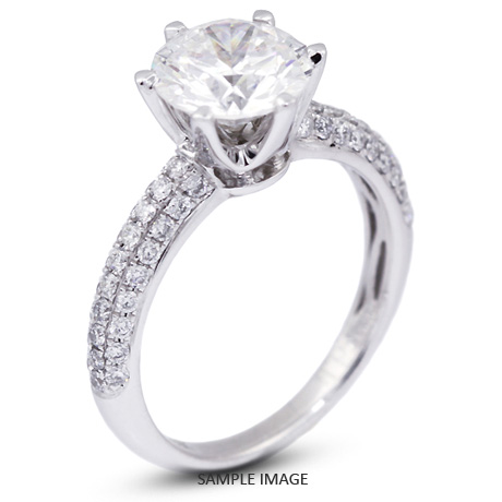 18k White Gold Engagement Ring 1.83 carat total E-SI1 Round Brilliant Diamond