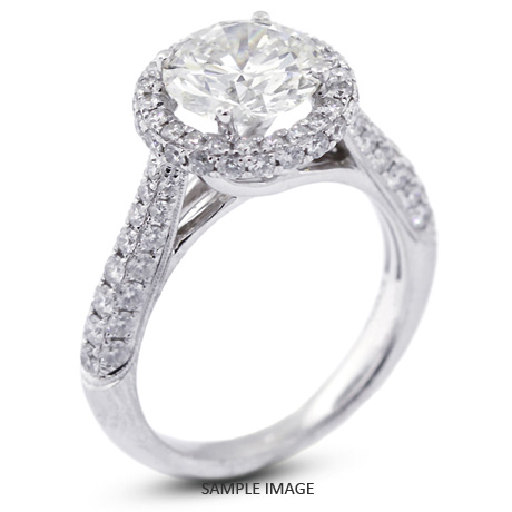 18k White Gold Halo Engagement Ring 2.91 carat total E-VS2 Round Brilliant Diamond