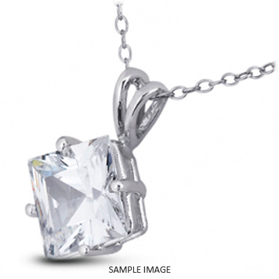 14k White Gold Classic Style Solitaire Pendant 1.12 carat E-VS1 Princess Cut Diamond