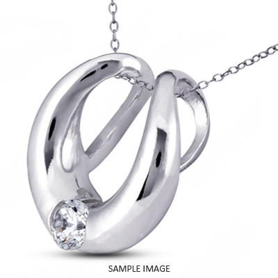 18k White Gold Solid Style 'U' Shape Style Solitaire Pendant 0.56 carat F-SI1 Round Brilliant Diamond