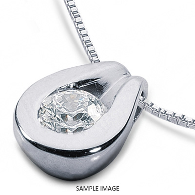 14k White Gold Solid Style Solitaire Pendant 1.19 carat F-VS2 Round Brilliant Diamond