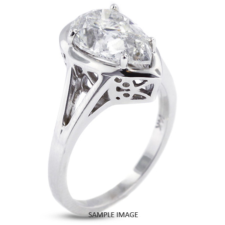 Platinum Cocktail Style Solitaire Engagement Ring 3.33ct D-SI1 Pear Shape Diamond