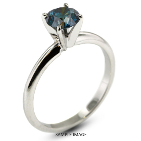 14k White Gold Classic Style Solitaire Engagement Ring 0.61ct Blue-SI1 Round Brilliant Diamond