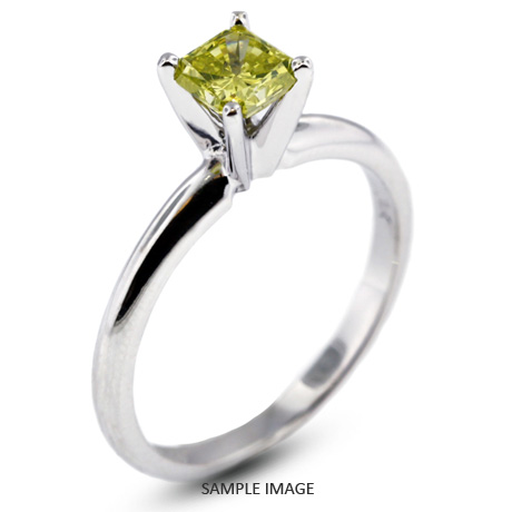 14k White Gold Classic Style Solitaire Engagement Ring 1.06ct Yellow-SI2 Square Radiant Cut Diamond