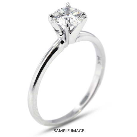 14k White Gold Classic Style Solitaire Engagement Ring 0.58ct F-SI1 Round Brilliant Diamond