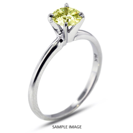 14k White Gold Classic Style Solitaire Engagement Ring 1.21ct Yellow-VS2 Round Brilliant Diamond