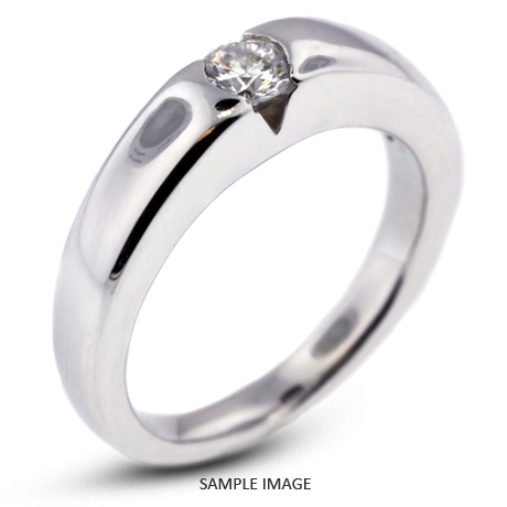 14k White Gold Tension Style Solitaire Engagement Ring 0.56ct D-SI1 Round Brilliant Diamond