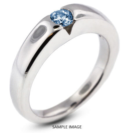 14k White Gold Tension Style Solitaire Engagement Ring 0.51ct Blue-SI3 Round Brilliant Diamond