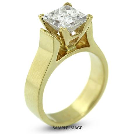 14k Yellow Gold Cathedral Style Solitaire Engagement Ring 0.89ct E-SI1 Square Radiant Cut Diamond