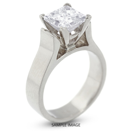 14k White Gold Cathedral Style Solitaire Engagement Ring 0.86ct E-VS2 Princess Cut Diamond