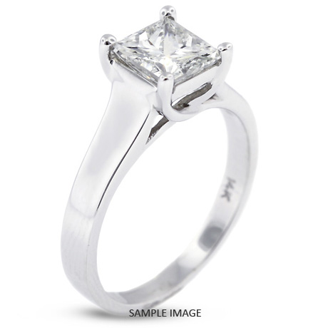 Platinum Trellis Style Solitaire Engagement Ring 1.57ct F-VS2 Square Radiant Cut Diamond