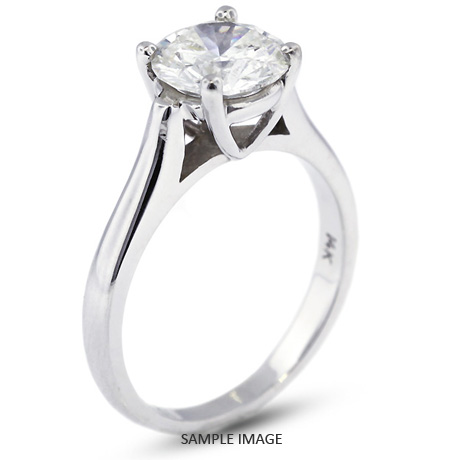 14k White Gold Cathedral Style Solitaire Engagement Ring 2.47ct D-SI3 Round Brilliant Diamond