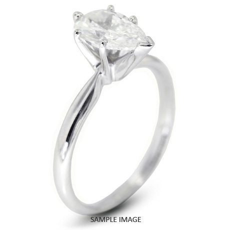 14k White Gold Classic Style Solitaire Engagement Ring 0.71ct E-VS2 Pear Shape Diamond