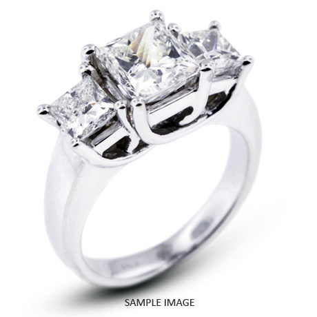 18k White Gold Gold Three Stone Trellis Ring 3.54 carat total I-VS2 Princess Cut Diamond