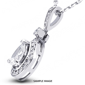 14k White Gold Gallery Design with Halo Pendant 1.63 carat total E-VS2 Pear Shape Diamond