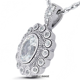 14k White Gold Solid Design with Halo Pendant 1.62 carat total E-VS2 Oval Shape Diamond