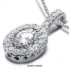 18k White Gold Solid Design with Halo Pendant 1.13 carat total E-SI1 Oval Shape Diamond