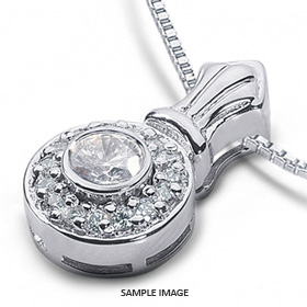 14k White Gold Gallery Design with Halo Pendant 1.65 carat total D-VS2 Round Brilliant Diamond