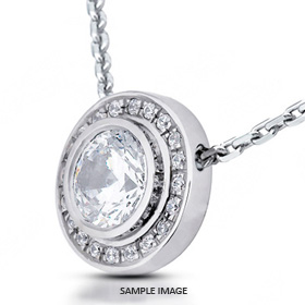 14k White Gold Solid Design with Halo Pendant 1.72 carat total G-SI2 Round Brilliant Diamond