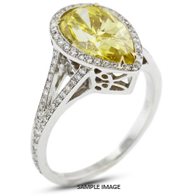18k White Gold Vintage Halo Engagement Ring 4.12 carat total Yellow-VS1 Pear Shape Diamond