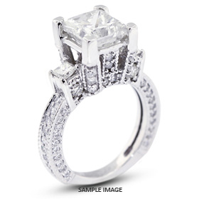 14k White Gold Three-Stone Vintage Engagement Ring Setting with Diamonds (2.66ct. tw.)