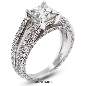 14k White Gold Engagement Ring 2.98 carat total F-SI1 Princess Cut Diamond