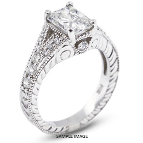 14k White Gold Vintage Engagement Ring 1.74 carat total I-SI1 Rectangular Radiant Cut Diamond