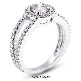 14k White Gold Halo Engagement Ring 1.94 carat total E-SI1 Round Brilliant Diamond