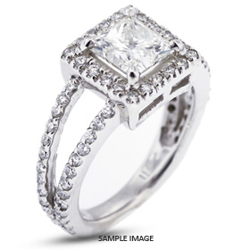 14k White Gold Halo Engagement Ring 2.65 carat total H-VS1 Princess Cut Diamond