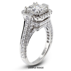18k White Gold Halo Engagement Ring 3.28 carat total G-SI1 Princess Cut Diamond