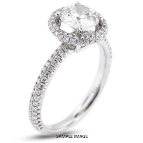 18k White Gold Halo Engagement Ring 1.56 carat total F-VS2 Round Brilliant Diamond