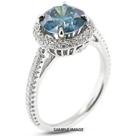 18k White Gold Halo Engagement Ring 1.81 carat total Blue-SI1 Round Brilliant Diamond