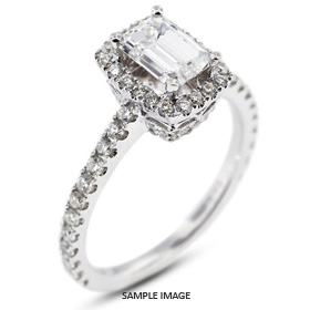 18k White Gold Vintage Halo Engagement Ring 2.24 carat total D-VS1 Emerald Cut Diamond
