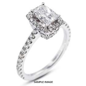 18k White Gold Vintage Halo Engagement Ring 2.13 carat total H-SI1 Rectangular Radiant Cut Diamond