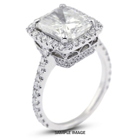 18k White Gold Vintage Halo Engagement Ring 5.77 carat total G-SI2 Rectangular Radiant Cut Diamond