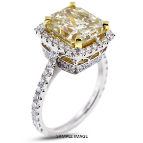 18k White Gold Vintage Halo Engagement Ring 6.96 carat total Fancy Brownish Yellow-VS2 Rectangular Radiant Cut Diamond