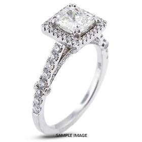 18k White Gold Halo Engagement Ring 2.08 carat total F-VS1 Square Radiant Cut Diamond