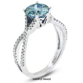 18k White Gold Engagement Ring 1.50 carat total Blue-SI1 Round Brilliant Diamond