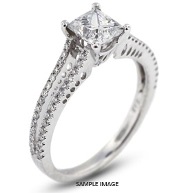 18k White Gold Engagement Ring 1.39 carat total F-VS2 Princess Cut Diamond