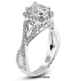 18k White Gold Vintage Halo Engagement Ring 1.86 carat total H-SI1 Rectangular Radiant Cut Diamond