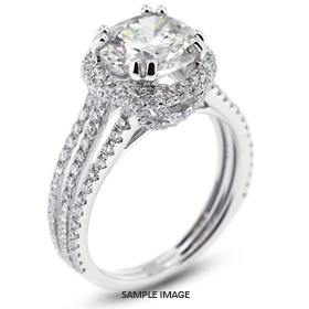 18k White Gold Halo Engagement Ring 2.67 carat total D-SI2 Round Brilliant Diamond