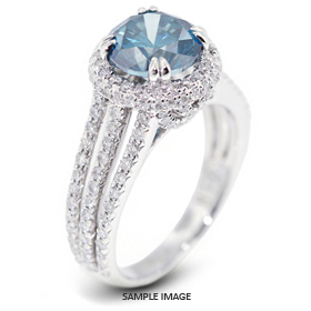 18k White Gold Halo Engagement Ring 2.74 carat total Blue-SI2 Round Brilliant Diamond