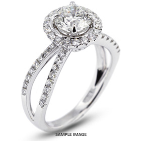 18k White Gold Halo Engagement Ring 2.40 carat total E-SI2 Round Brilliant Diamond
