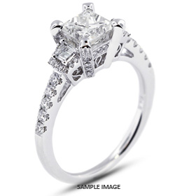 18k White Gold Engagement Ring 1.89 carat total E-VS2 Square Radiant Cut Diamond