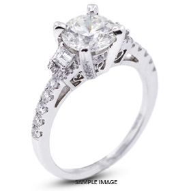 18k White Gold Three-Stone Vintage Engagement Ring Setting with Diamonds (1.49ct. tw.)