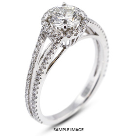 18k White Gold Halo Engagement Ring 1.53 carat total I-SI1 Round Brilliant Diamond