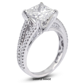 18k White Gold Engagement Ring 3.38 carat total F-VS2 Square Radiant Cut Diamond